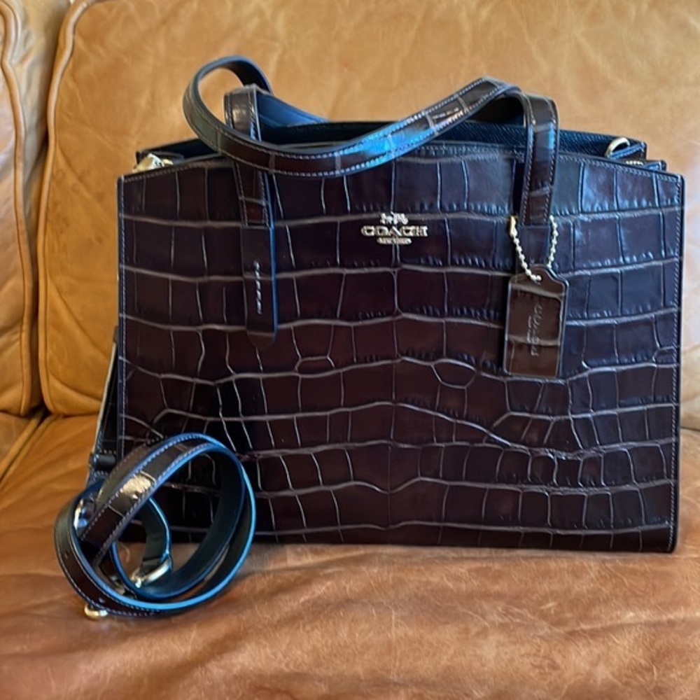 NEW Coach Charlie Carryall Croc (31739 Black)
